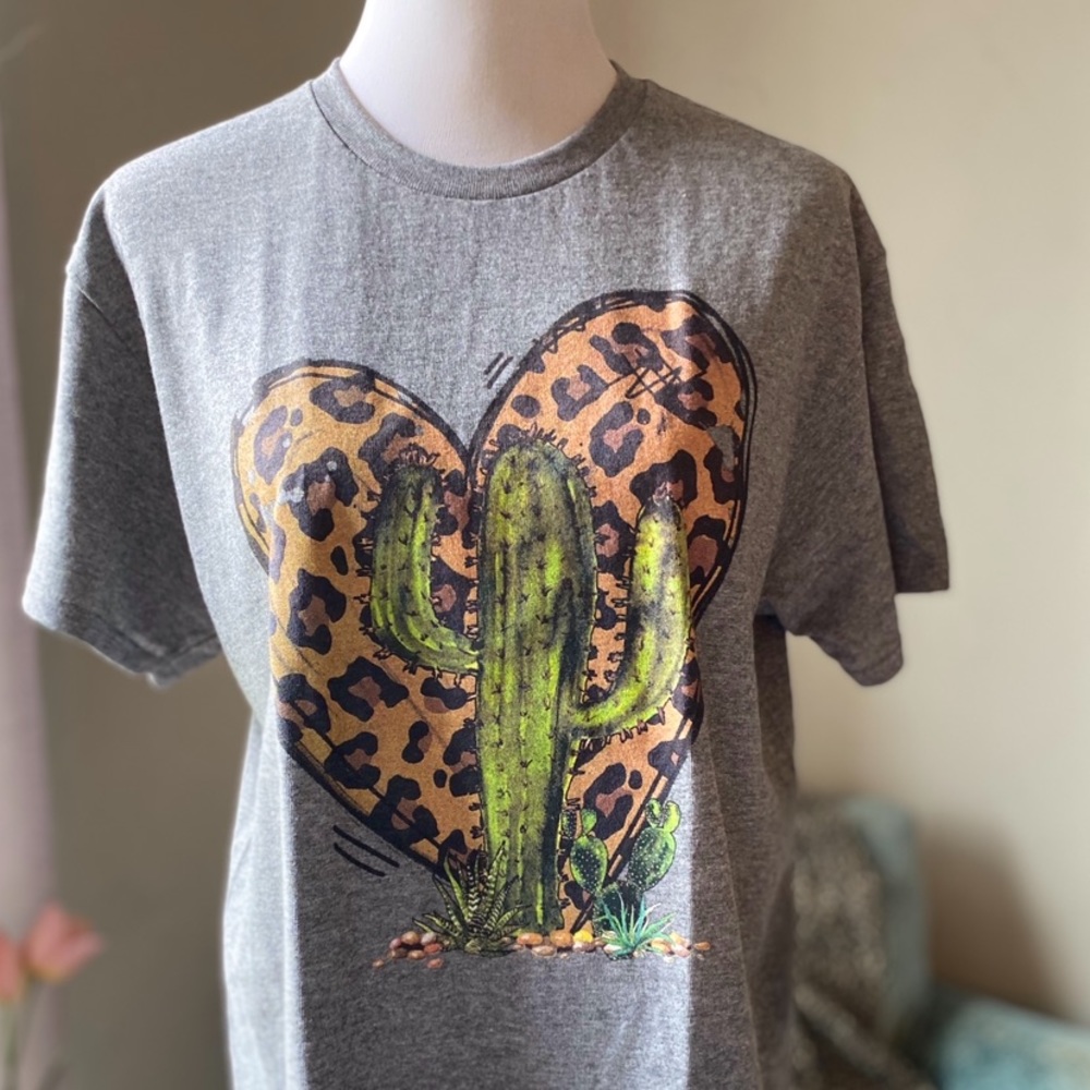 Cactus Leopard Heart Shirt